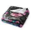 Floral Skull Blanket Cover Psychedelic Fashionable  Flannel Throw Blanket Summer Air Conditioning Decoration Soft Warm Bedsprea
