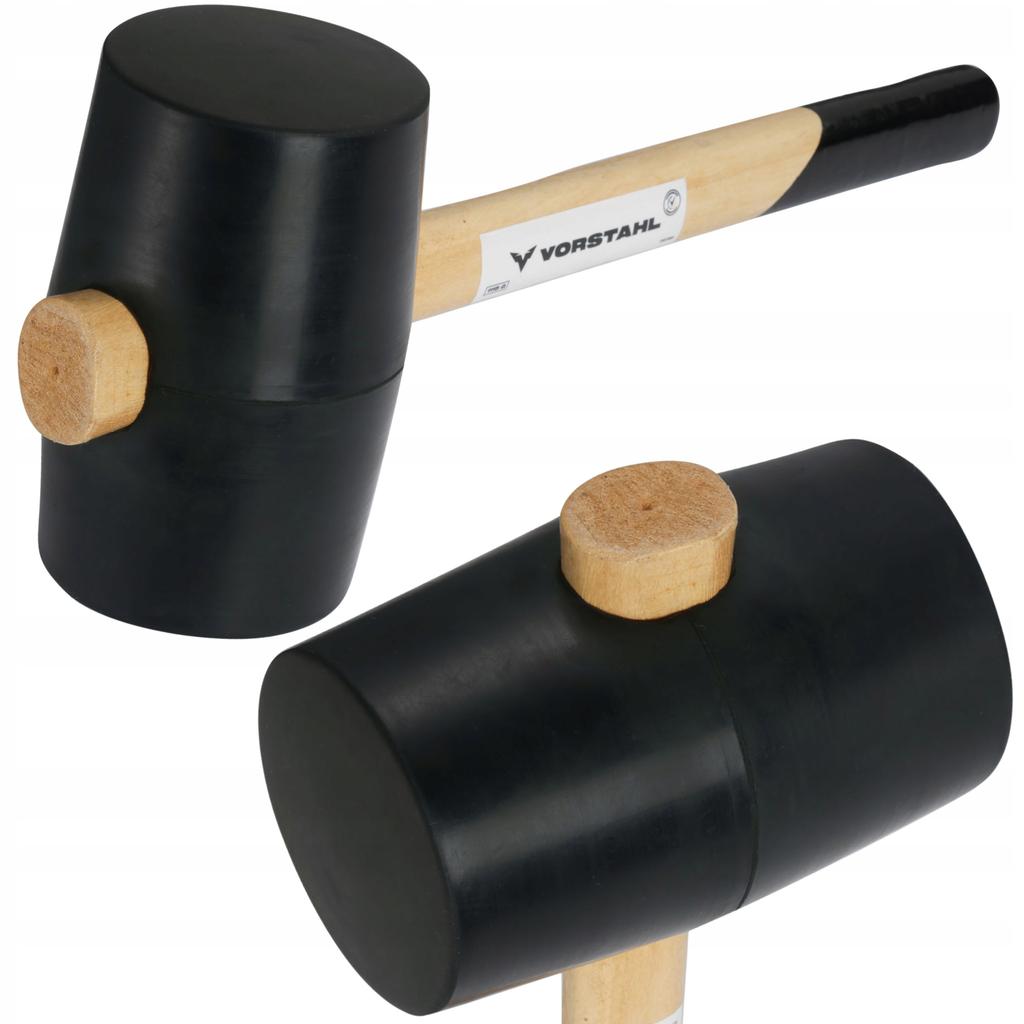 RUBBER HAMMER Paving Black for Paving Stones Wooden Handle 450g Vorstahl
