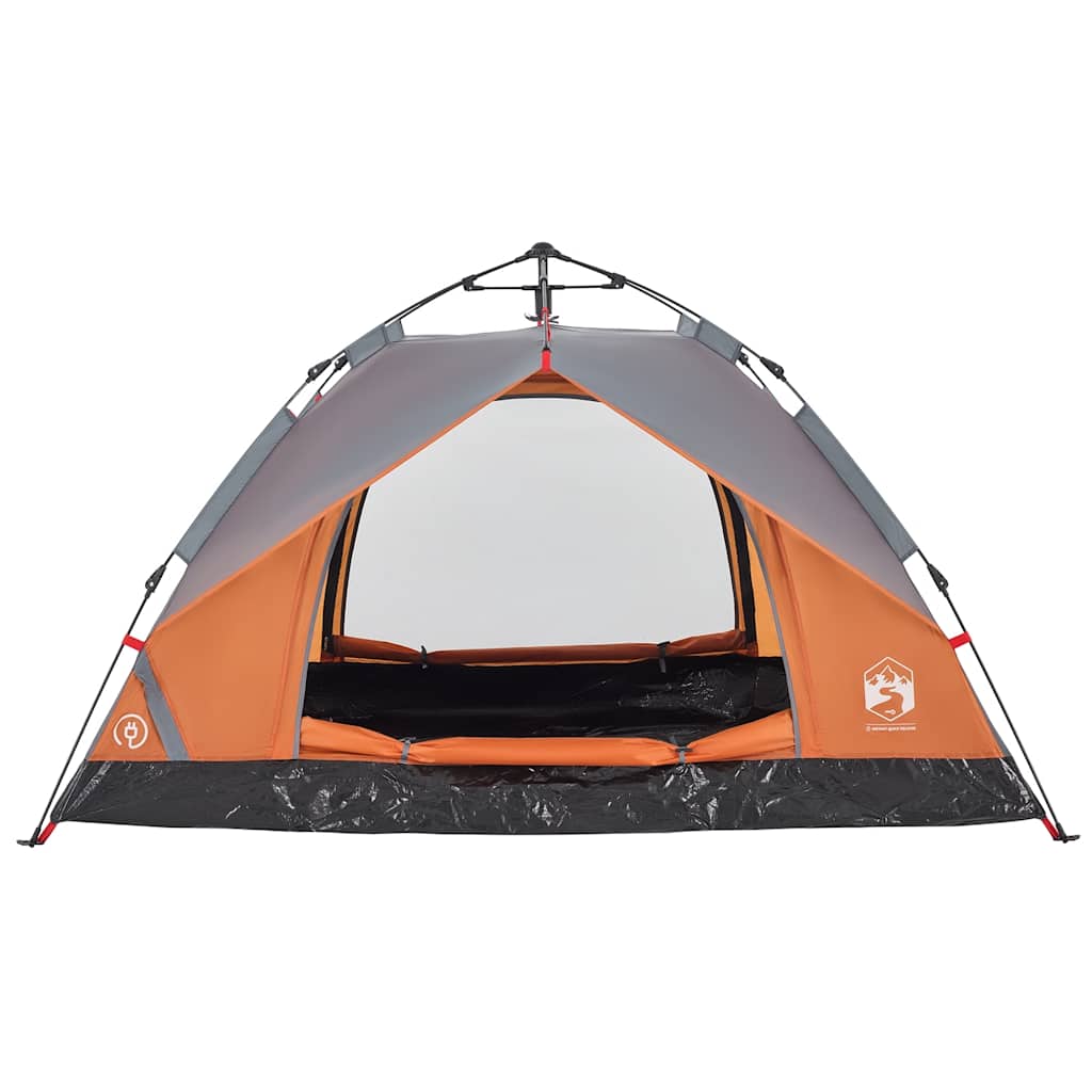 Dome Camping Tent for 3 Persons Grey and Orange Quick Release System