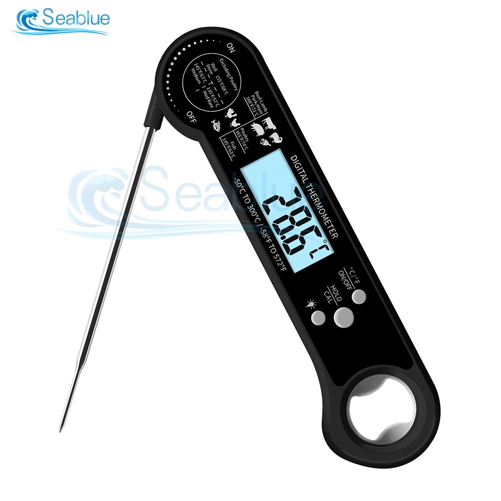 Digital Meat Thermometer Folding Waterproof Cooking Food Kitchen BBQ Temperaure Sensor Meter Probe Bottle Opener Liquid Oven