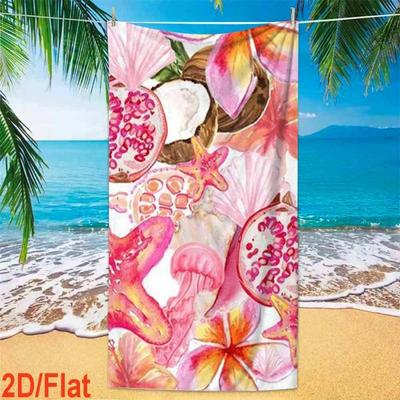 Tropical Shell Starfish Jellyfish Pomegranate Full Print Quick Dry Beach Swimming Pool Towel