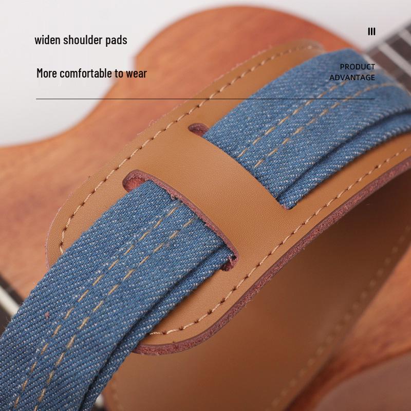 Customizable Wide Denim Ukulele Shoulder Strap for Pressure Relief