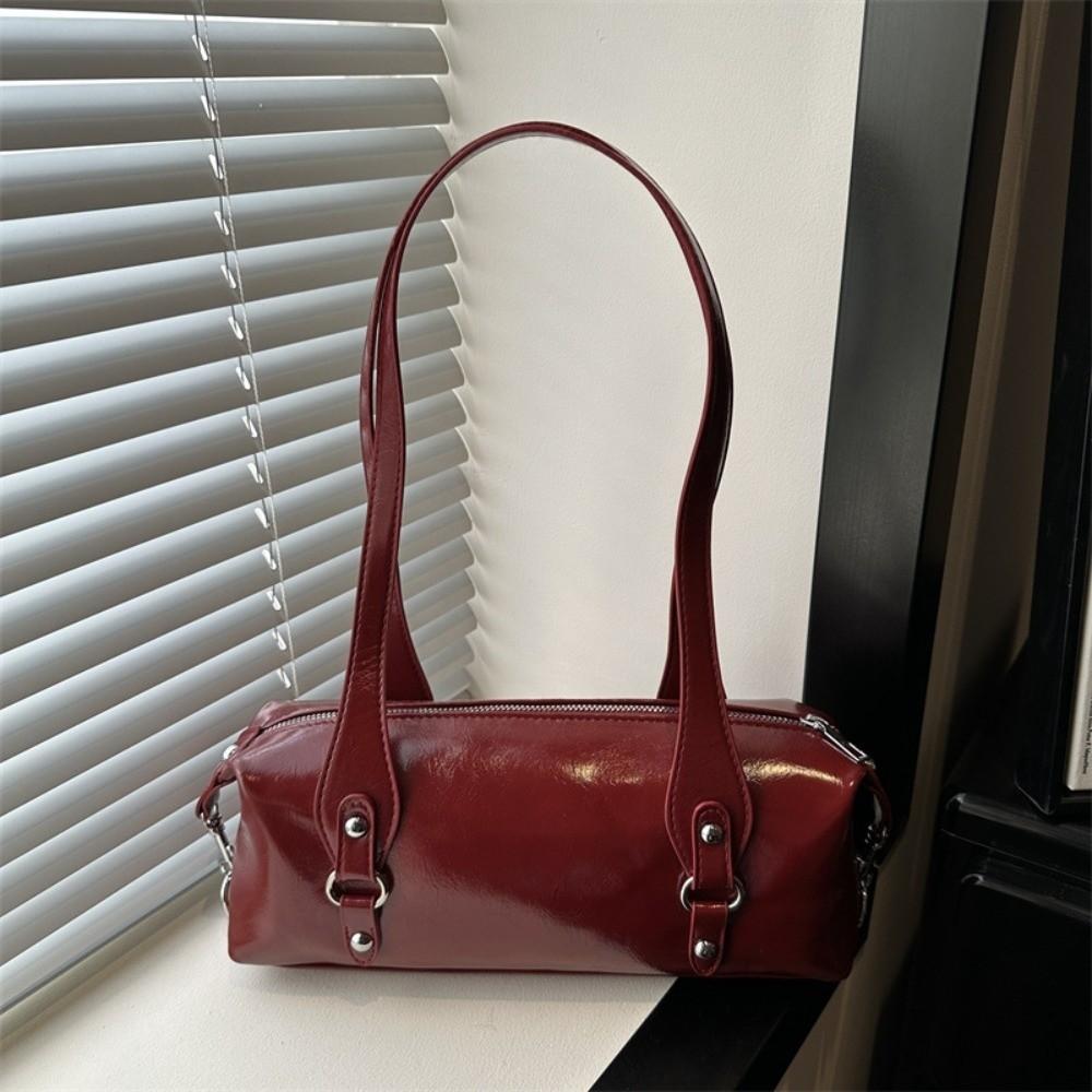 Casual Leather Underarm Bag Large Capacity Y2K Shoulder Bag Metal Buckle Women Handbag