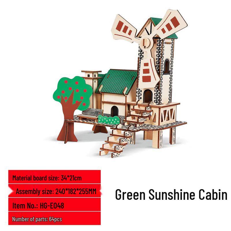 3D Wooden House Puzzle Ferris Wheel: Creative DIY Educational Toy for Parent-Child Interaction