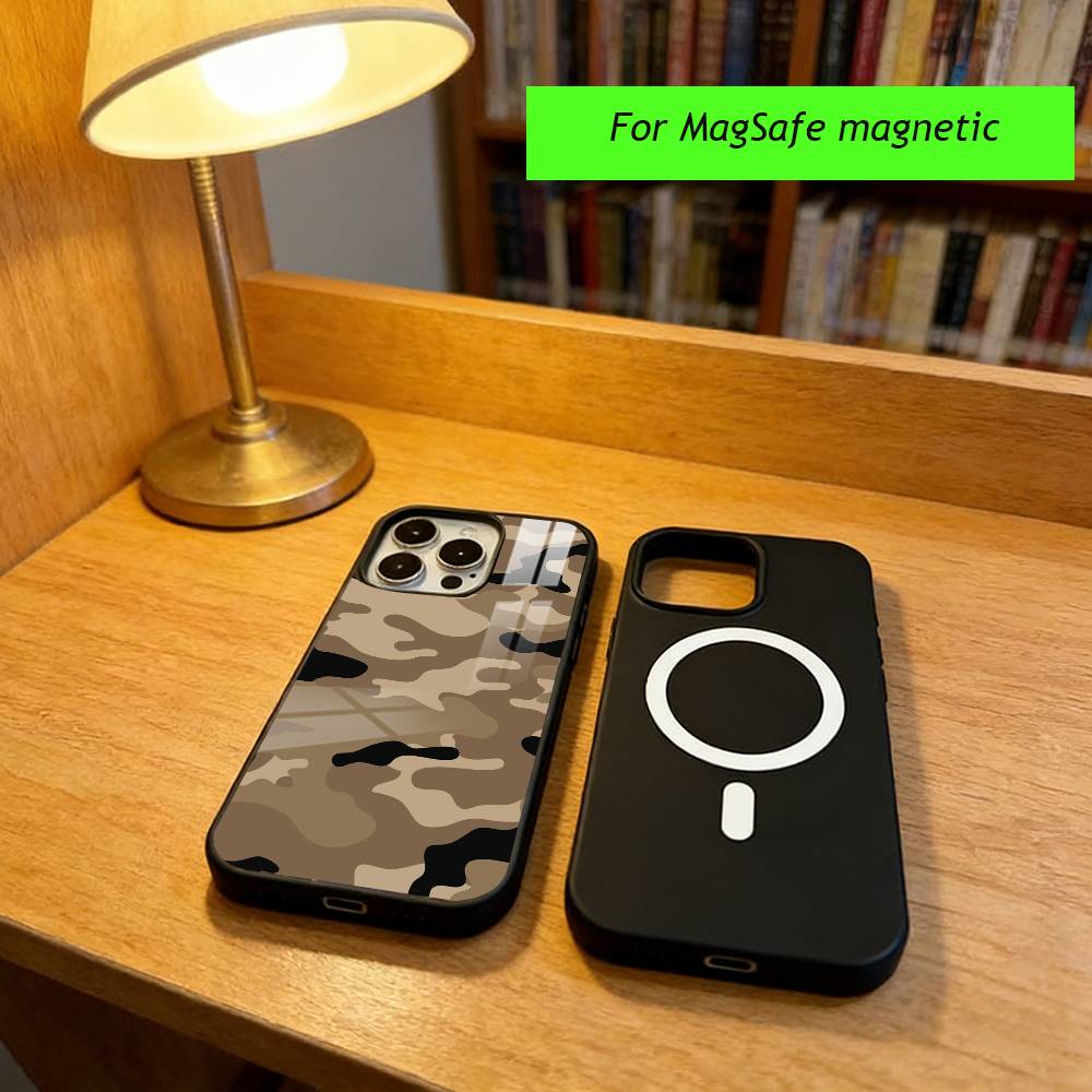 F-Fashion Camouflage Phone Case For iPhone17,16,15,14,13,12,11 Plus,Pro Magnetic with Magsafe Wireless Charging