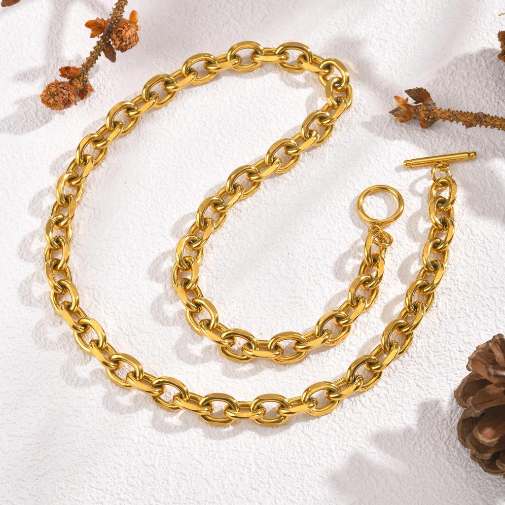 Collar de Cadena Punk Gruesa de 9 mm para Mujer, Collares de Cadena Rolo de Acero Inoxidable con Cierre OT, Joyería de Moda Regalos