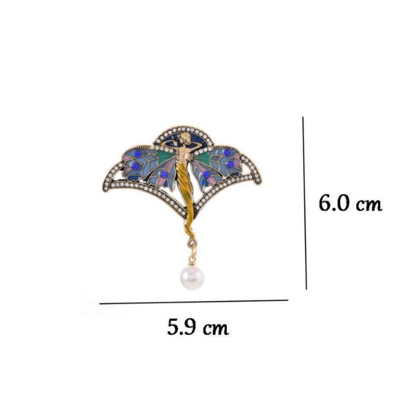 Broche Fée Strassée Design Ailé Encapsulé Rétro Élégant Statement Pour Femmes Hommes Tenues Formelles/Décontractées Bijoux de Noël