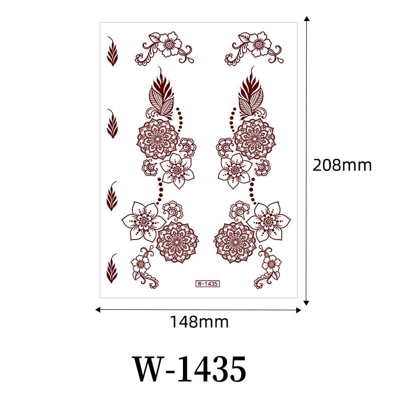 Zhengxiang 2025 Waterproof Brown Floral Lace Henna Tattoo Sticker