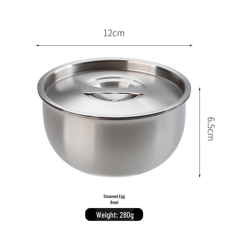 304 Stainless Steel Steamed Egg Bowl with Lid for Babies - Steamer, Stew Pot, and Soup Use