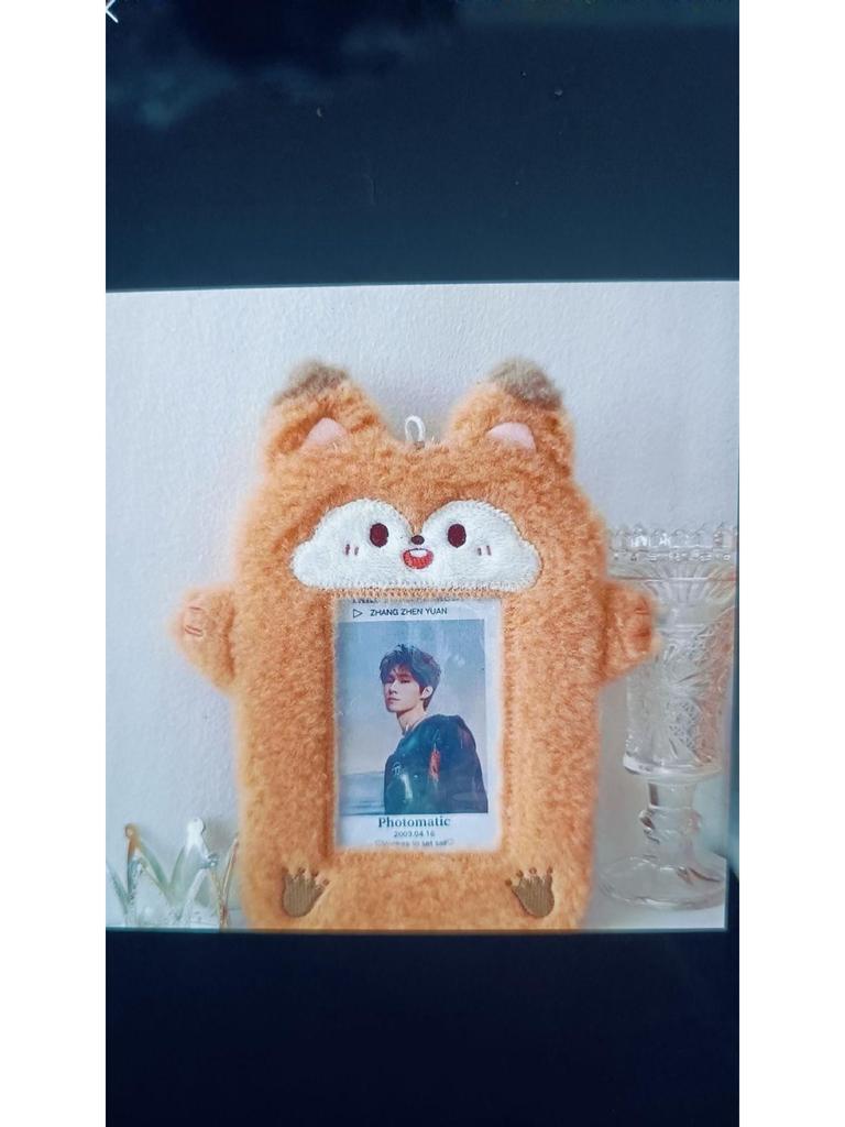 Chaveiro de Mochila de Pelúcia de Animal Fofo e Porta-Cartões - Pingente de 3 Polegadas para Fotos e Cartões