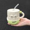 High-value Cartoon Straw Cup Cute Ceramic Mug with Lid for Girls' Girlfriend's Birthday Gift Souvenir