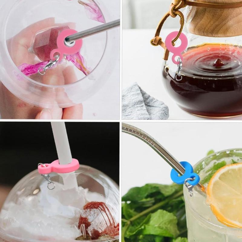 Hanging Straw Charm Silicone Cup Pendant Keychain Accessory Reusable Drinkware Charm Silicone Texture for Beverage