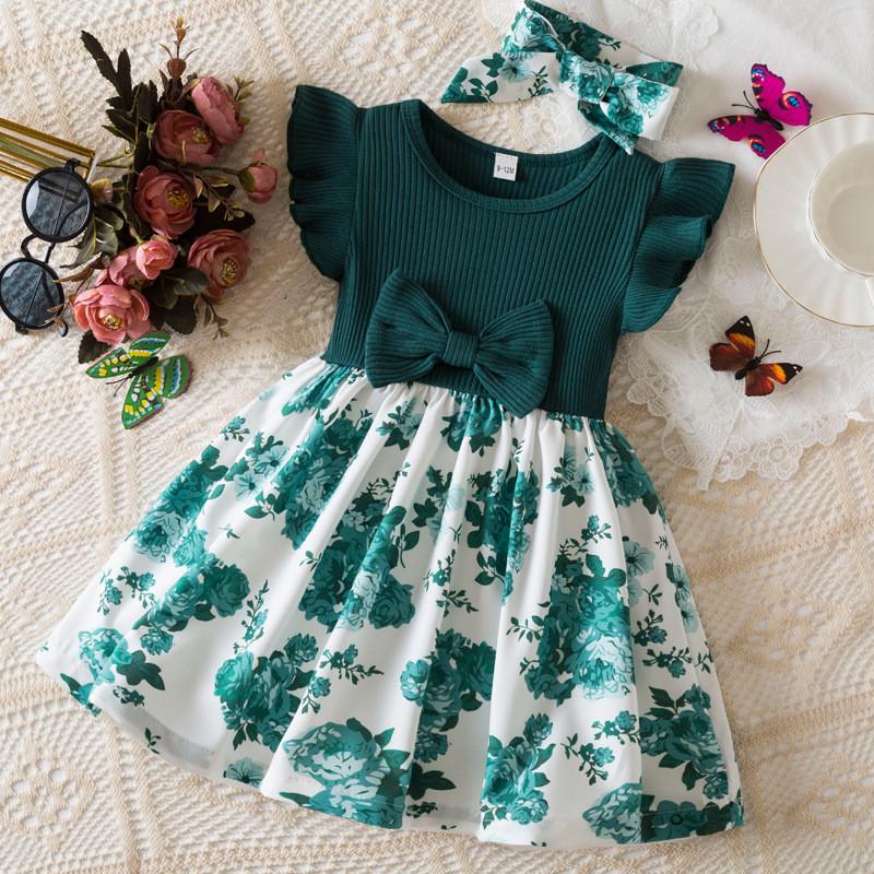 Summer Girl Dress With Floral Print For Toddler Girls Gift For Birthdays