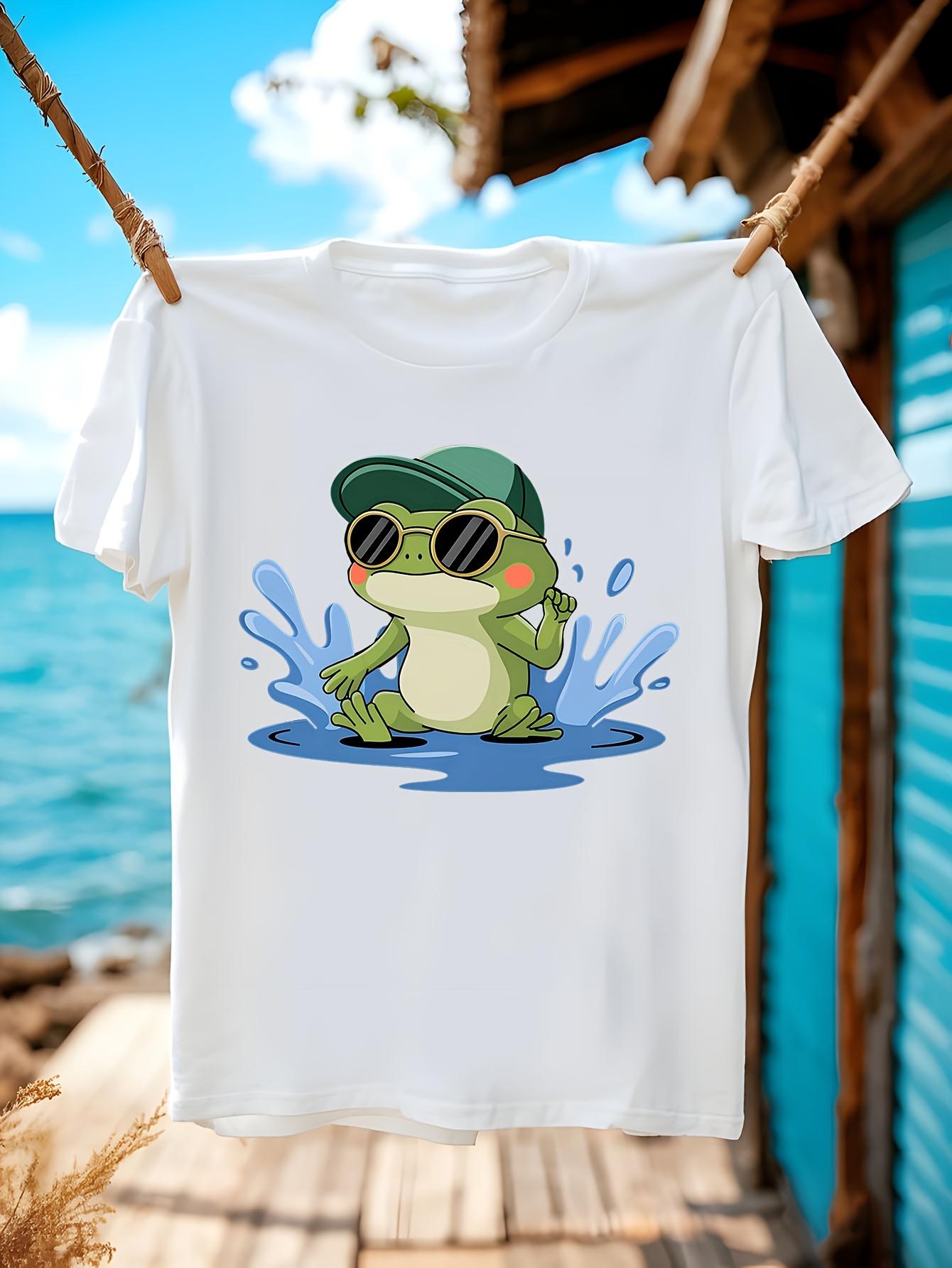 RelaxedFit Cotton Tshirt Featuring an Adorable Frog Design XXL