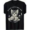 Europeiska storlekar Rolig T-shirt med kattmotiv | 'Ilska förtär mig' Sarkastisk Kattunge & Blommdesign, Mjuk Andningsbar T-shirt för Män
