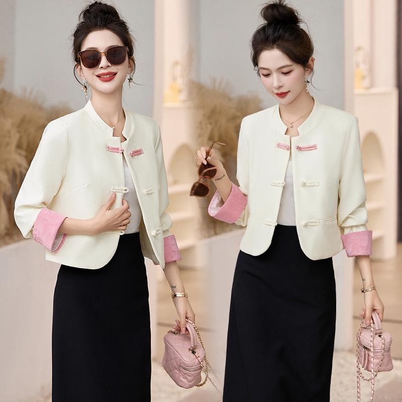 2024 Autumn Women's Two-Piece Set: Pan Buckle Jacket & Mid-Length Skirt - New Chinese National Style DJ5803