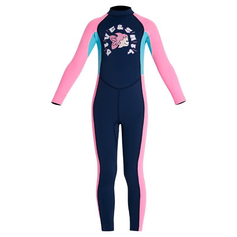 Children's Swimsuit One-piece Long-sleeved Girls 'swimsuit Student Sunscreen Quick-drying Hot Breathable Diving Suit