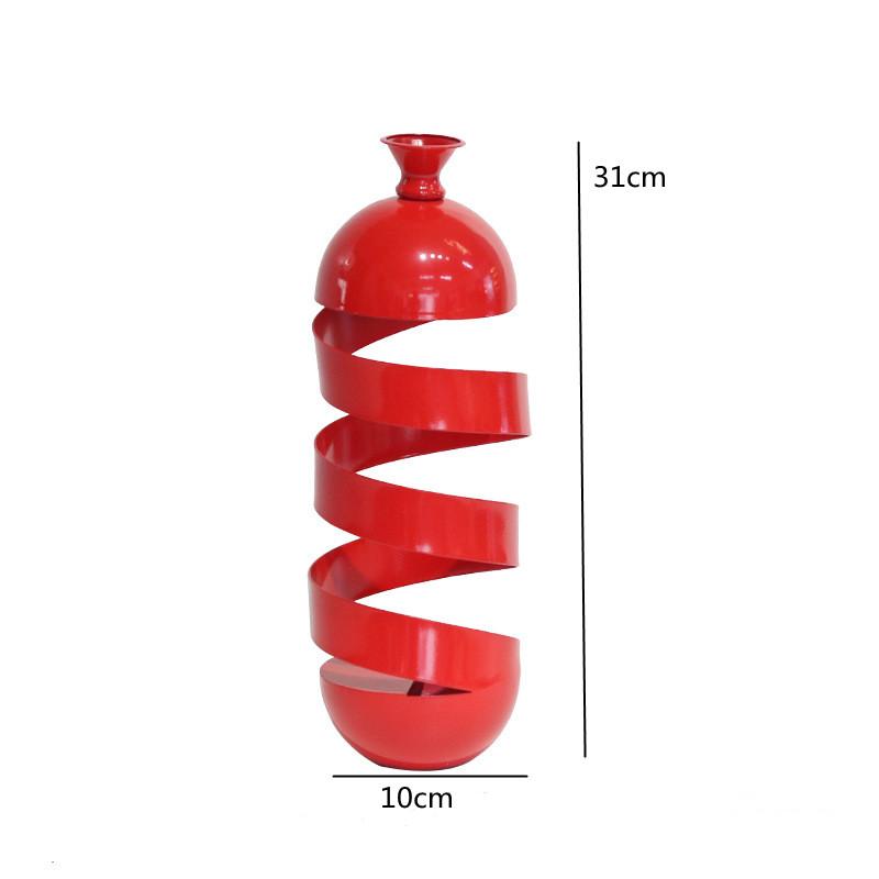 

Red Abstract Art Hollow Silk Ribbon Metal Vase, Flower Arrangement, Living Room Dried Flower Container, Home Decoration