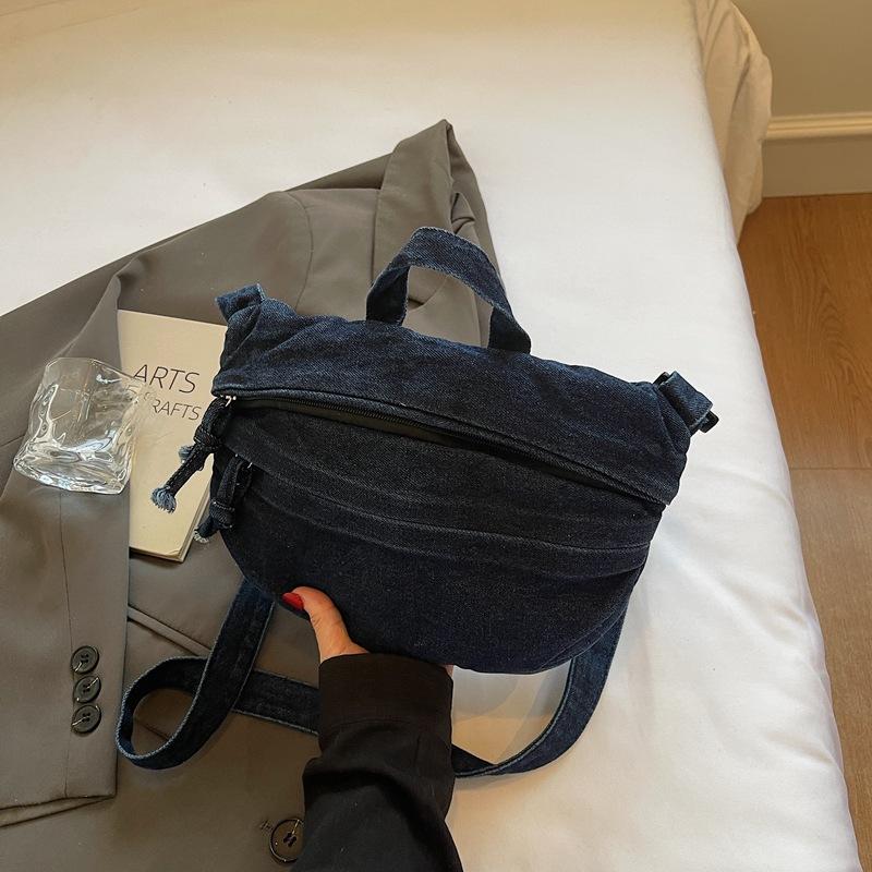 2025 Denim Bag Women's New Solid Color Tote Bag Large Capacity Casual Shoulder Bag Fashion Commuter Messenger Bag