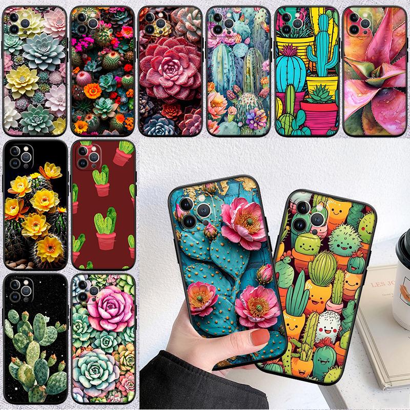 BH48 Watercolour Cacti Succulent Shell Case for Samsung Note 10 20 S23 S24 S25 Ultra FE Plus Edge Lite A02S A35 A07 A17