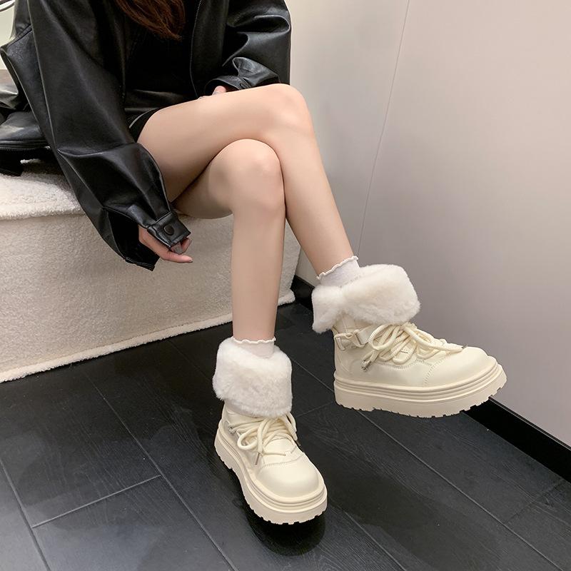 European and American Style Neutral Versatile Thick-soled Heightening Snow Boots Women's 2025 Autumn and Winter New Velvet Large Cotton Shoes Short