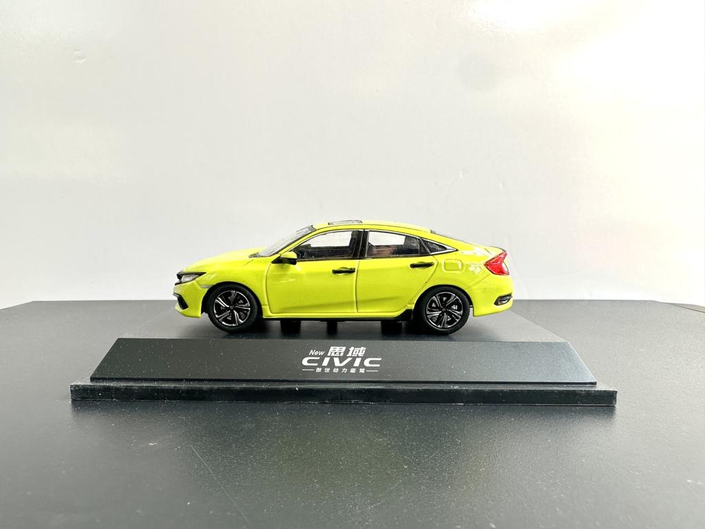 Dongfeng Honda 2021, 10th Generation Sedan Civic Yellow Car Model 1:43 Simulation Model Central Control Internet Celebrity