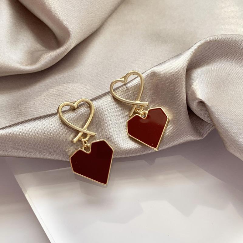 Korean Heart Drop Earrings For Women Girl Romantic Valentine's Day Gift Fashion Jewelry Trend Hanging Pearl Cute Bowknot Earring