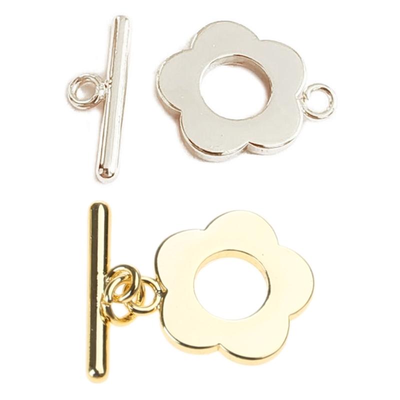 5Sets Flower Toggle Clasps Connector T-bar Necklace Bracelets Clasps Jewelry Making Findings Accessories Easy To Use