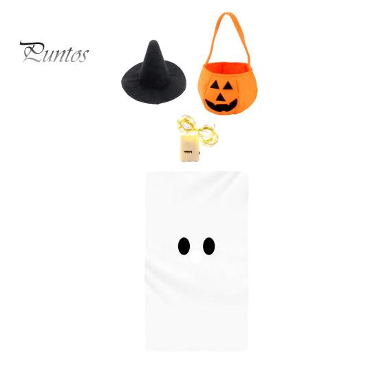 Mysterious Halloween Outdoor Decor 1 Set Porch Goose Outfit, Ghost Costume with Light-up Lantern, Spooky Clothes Pumpkin Apparel for 23 Inch
