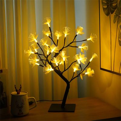 60CM 24 LED Lighted Fiber Optic Flower Tree Light USB Powered Christmas White Birch Branch Fairy Light For Desktop Bedside Decor