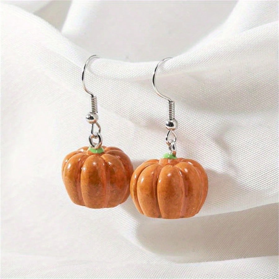 

1 pair of Halloween pumpkin pendant earrings with hanging ring Orange pumpkin pendant decoration 1pair Pumpkin