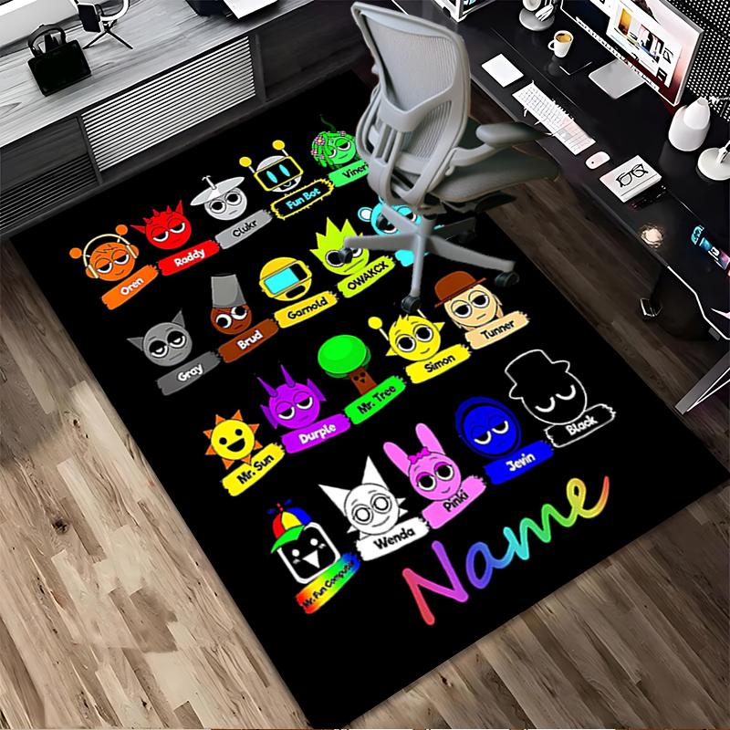 Custom Name Colorful Faces Living Room Non-Slip Area Rug Soft Carpet for Bedroom Kids Playroom Sofa Office Home Decor Doormat