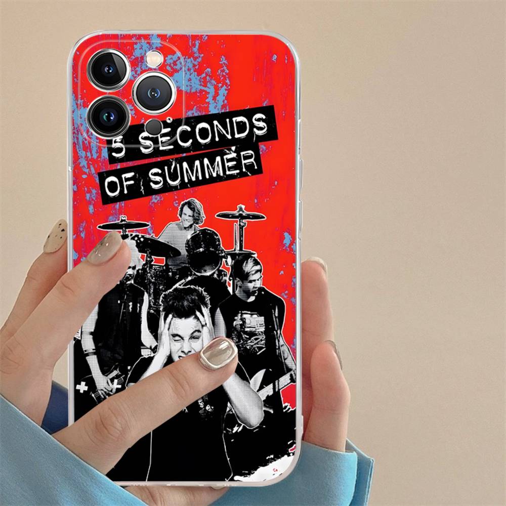 Seconds-of-Summers-5SOS Transparent Case For IPhone 11 12 13 14 15 16 17 Air Pro Max Plus Mini Shockproof Cover