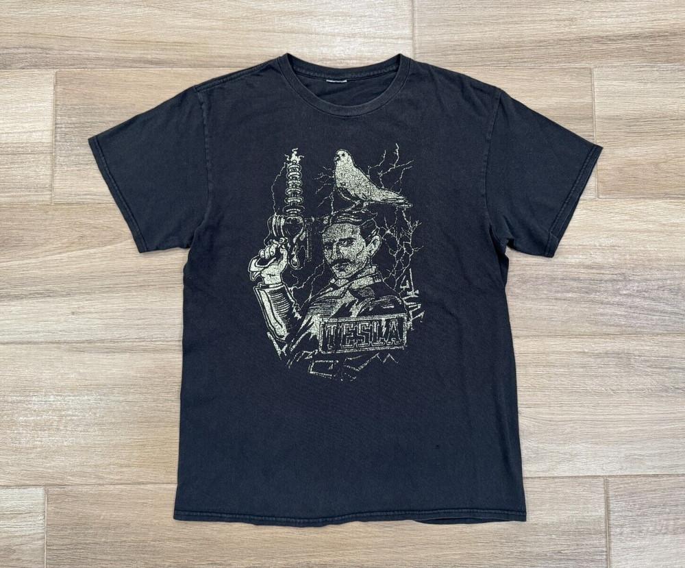 Винтажная футболка Никола Тесла МАЛОМЕРКА Научная графическая футболка Y2K *СМОТРИТЕ ФОТО Унисекс футболка S