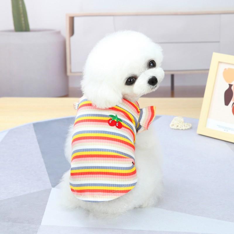 Pet Dog  Ruffle Striped Skirts Vest for Bulldog Cat Sweet Spring Summer Party Slim Dress Puppy Skirt