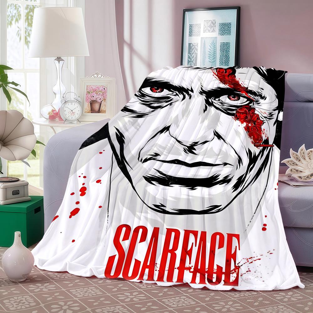 Movie S-Scarface Throw Lightweight 240g Flannel Blanket Soft Skin-friendly for Summer Cooling