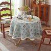 Nordic Pastoral Round Tablecloth with Small Tassels - Imitation Cotton Linen Fabric