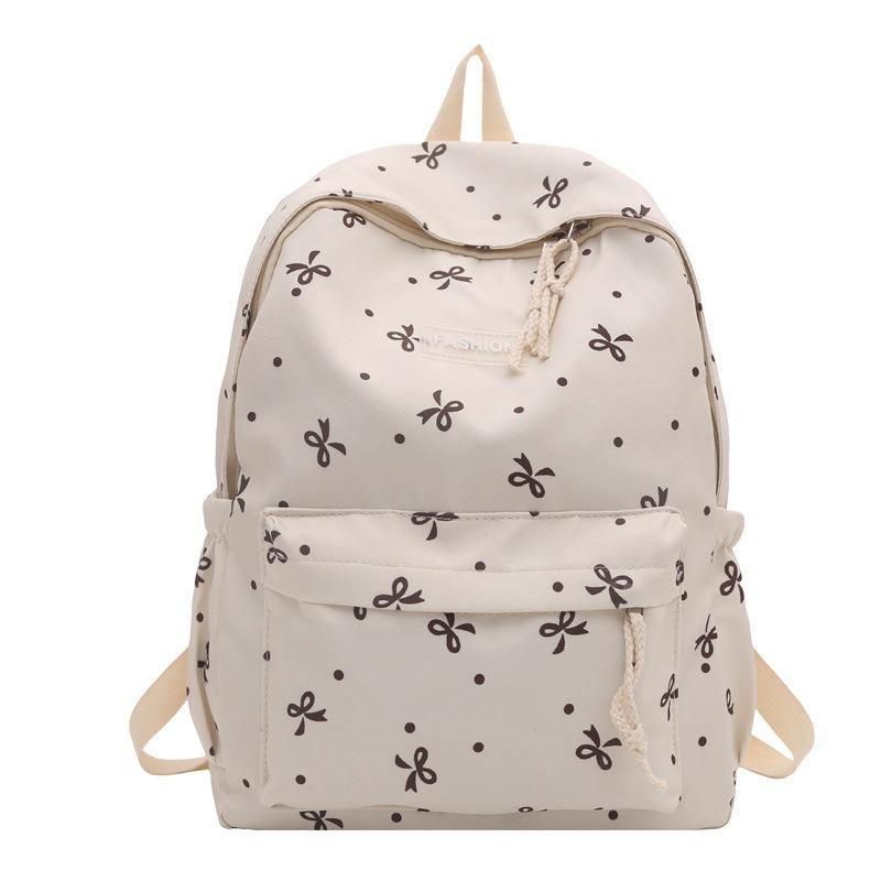 Bow Backpack Cute Girl College Style School Bag Light Going Out Casual Backpack Large Capacity Women's Bag