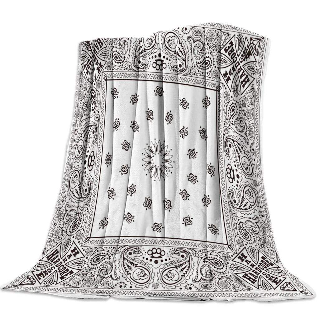Bandana Pattern Flannel Blanket for Bed Sofa Portable Soft Fleece Throw Funny Plush Bedspreads