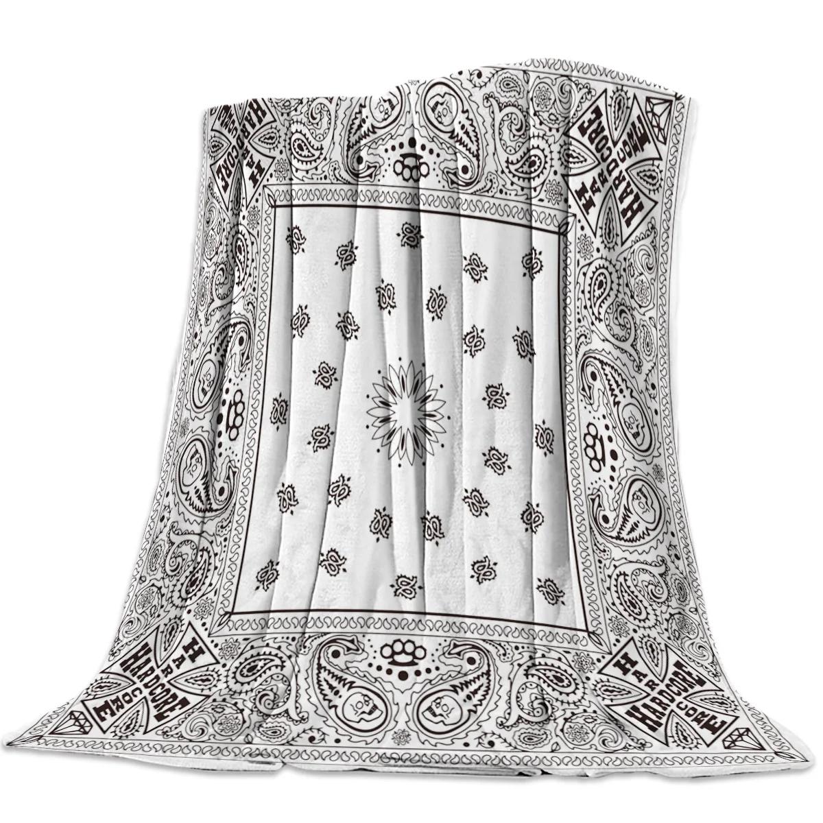 Фланелевый плед с узором банданы, ультрамягкий флис - Портативный для кровати, дивана, дома, путешествий 30x40in