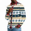 Men's Casual Long Sleeve Shirt with Christmas Print for Spring and Everyday Wear