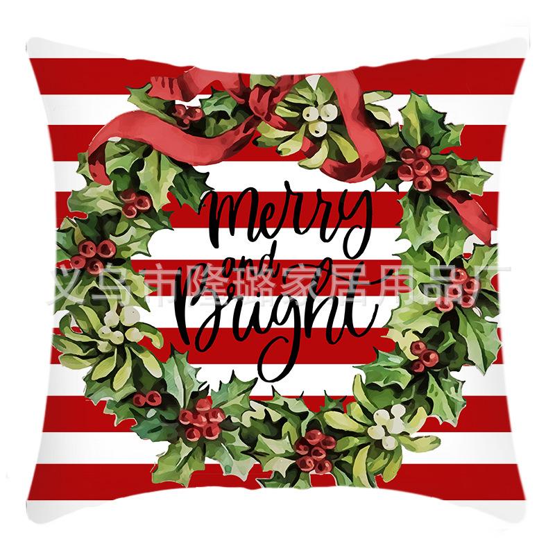 New Christmas Linen Pillow Cover Gingerbread Man Print Car Cushion Seat Pillow