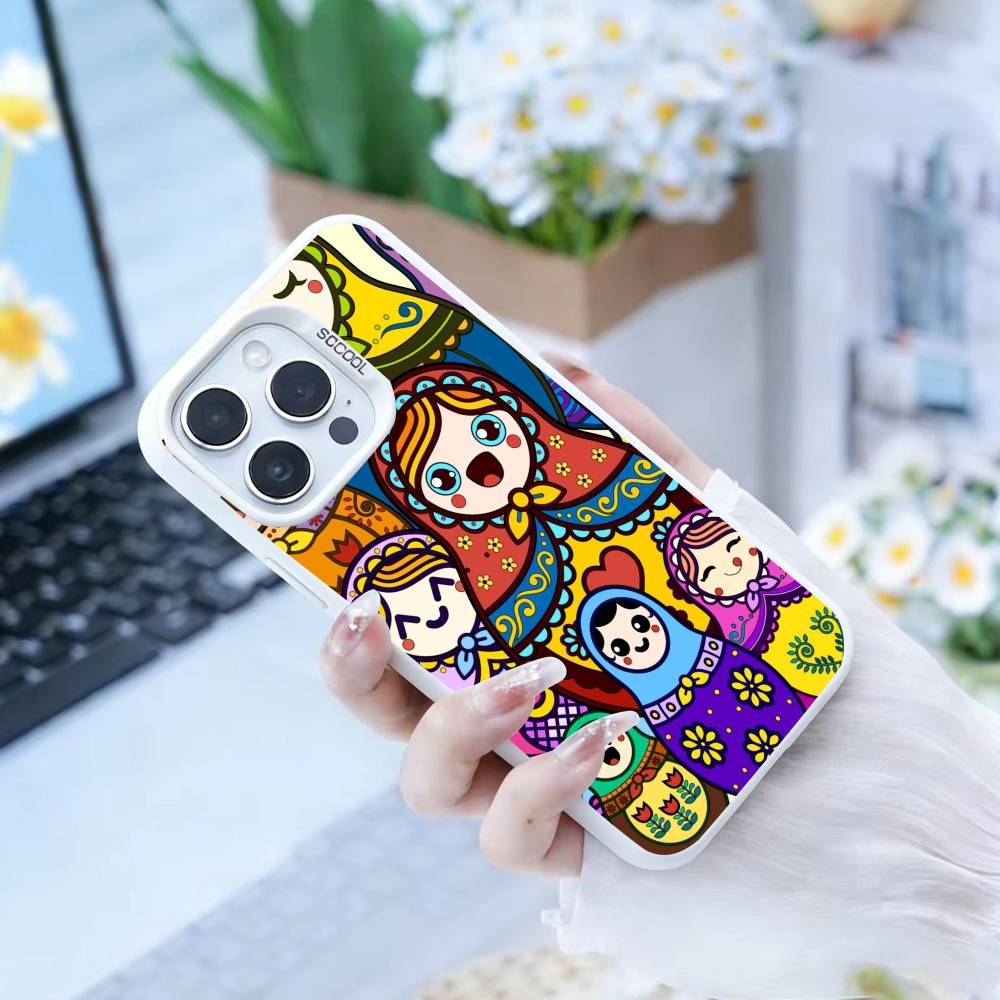 

D-Russian Dolls Matryoshka Phone Case For iPhone 17,16,15,14,13,12,Pro MAX Black Matte Shockproof Cover iPhone15promax