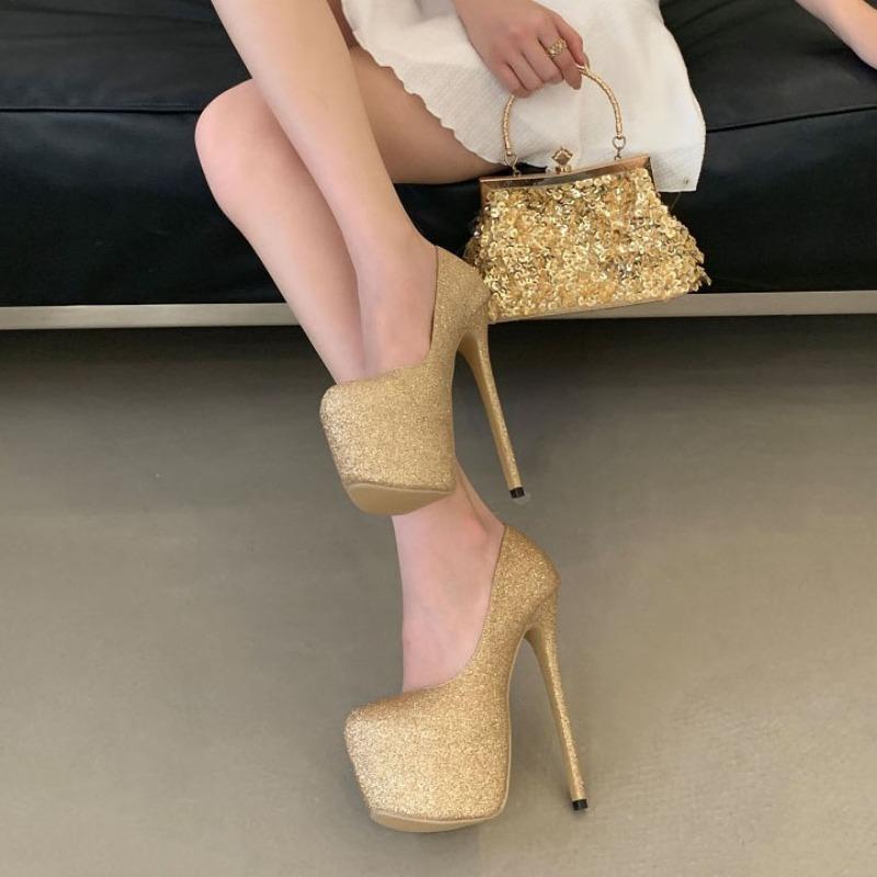 Eilyken Street Style Sequin Cloth Patform Women Pumps Sexy Fetish Super Stiletto High Heels Banquet Stripper Shoes