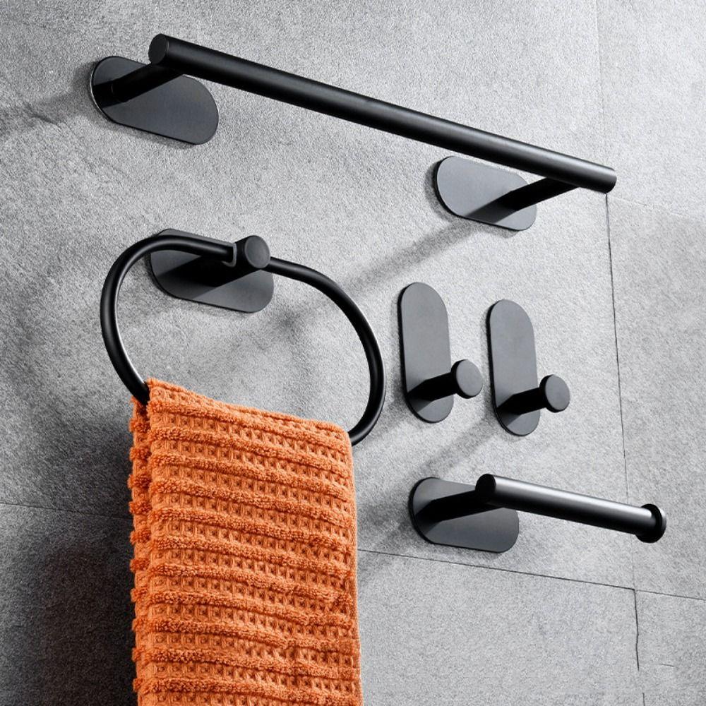 4/5Pcs Rustproof Bathroom Hardware Set Stainless Steel Towel Bar Roll Paper Stand Home Kitchen