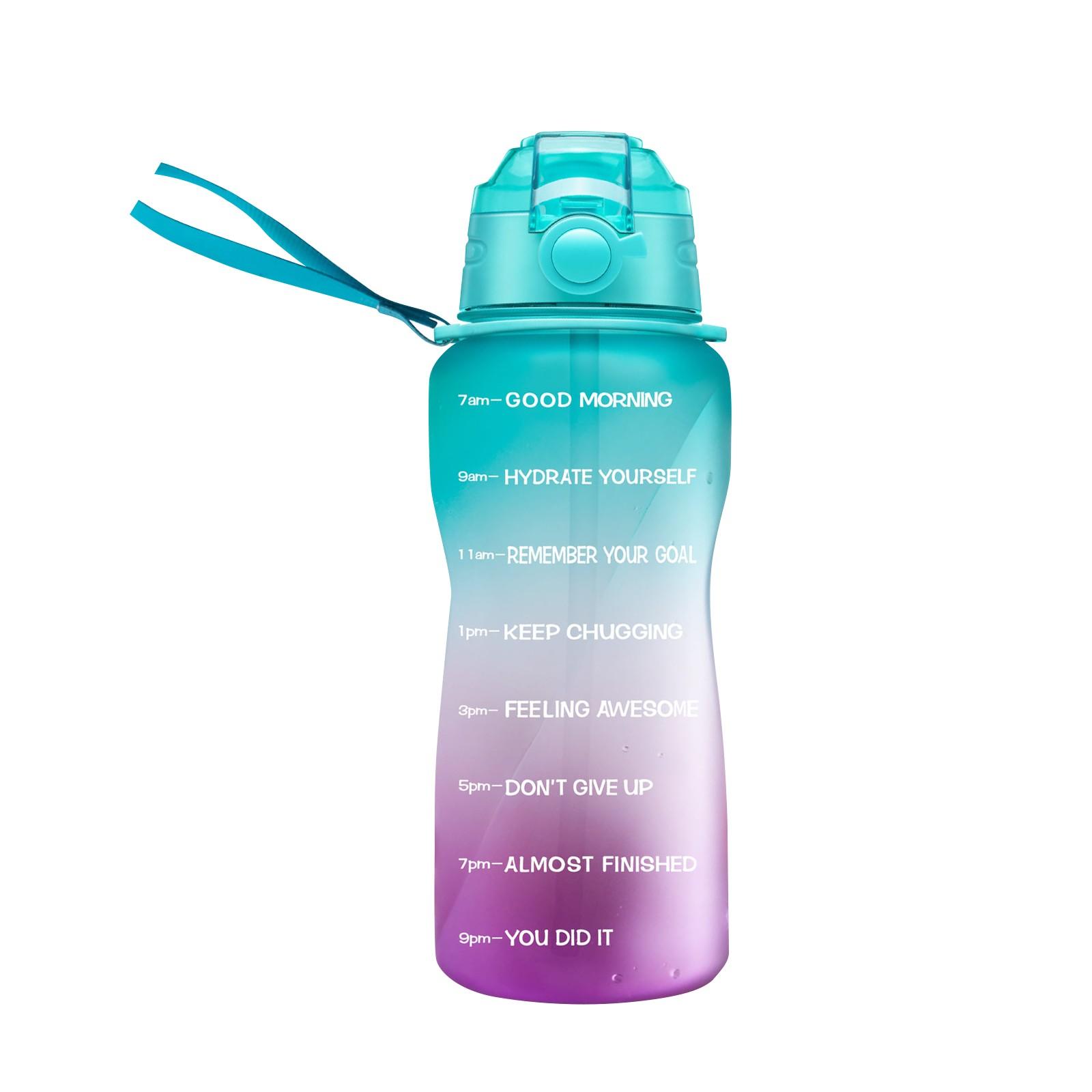 

Большая половина мотивационной бутылки с водой с отметкой времени