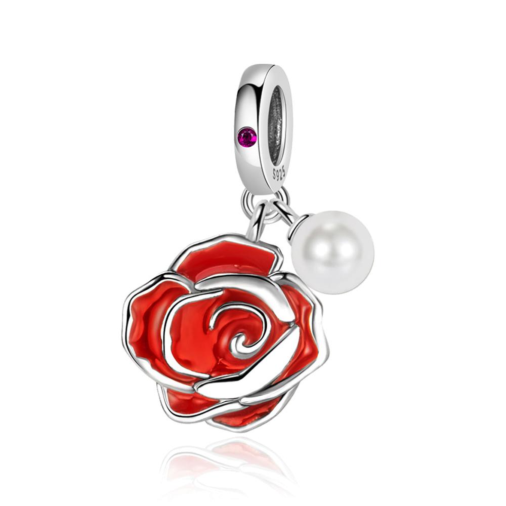 Red Series 925  Silver Camera Apple Heart-Shaped Koi Firecracker God Wealth Charm Fit DIY Bracelet Necklace Party Gifts
