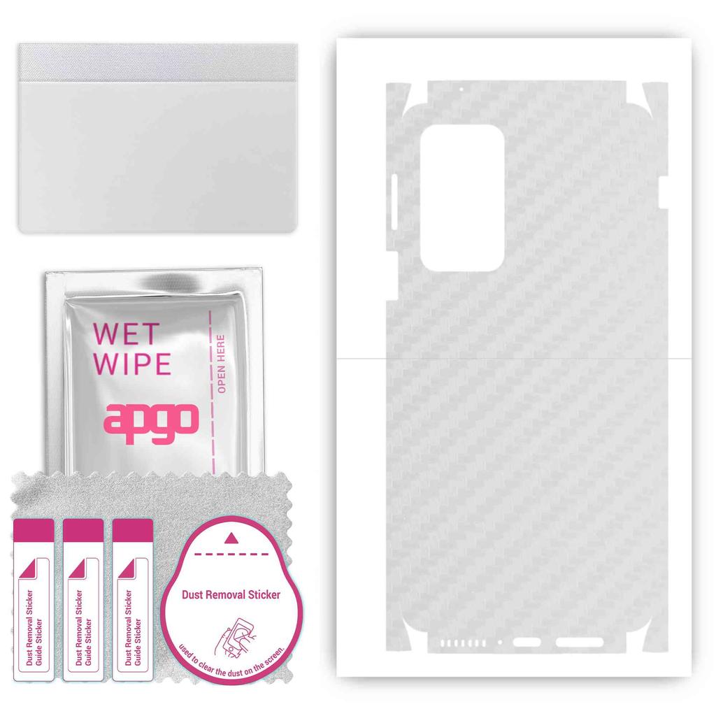 apgo Protective Skin Sticker for the back+sides compatible with Motorola Edge 20 Pro, Full Wrap Film, Foil, Vinyl - Pattern Transparent Carbon