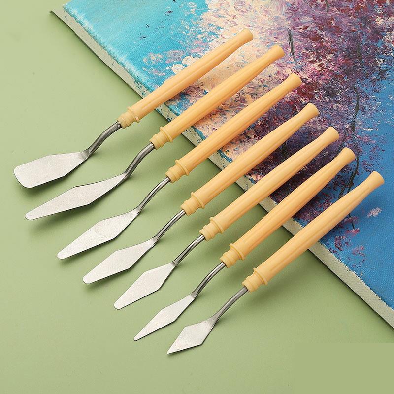 7Pcs Stainless Steel Ceramics Spatula Polymer Clay Scraper Pottery Modeling Tools Art Oil Painting Knives Cake Spatula Kit