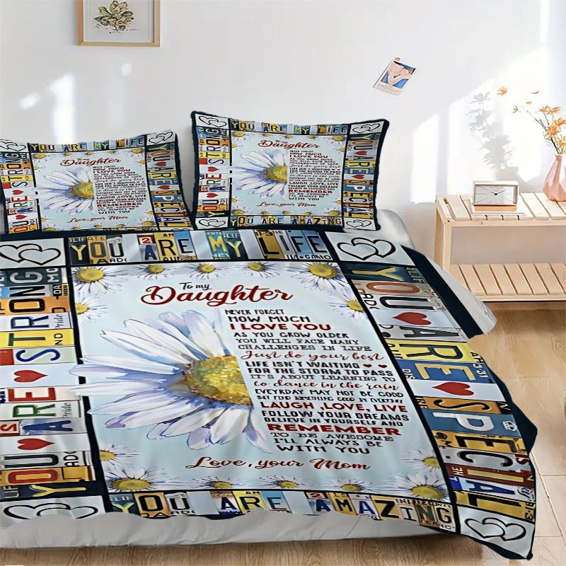 

3pcs Daughter Love Quote Duvet Cover Set, Soft Comfortable Duvet Cover,Guest Room (1*Duvet Cover + 2*Pillowcase, Without Core) yy251104168 135x200cm